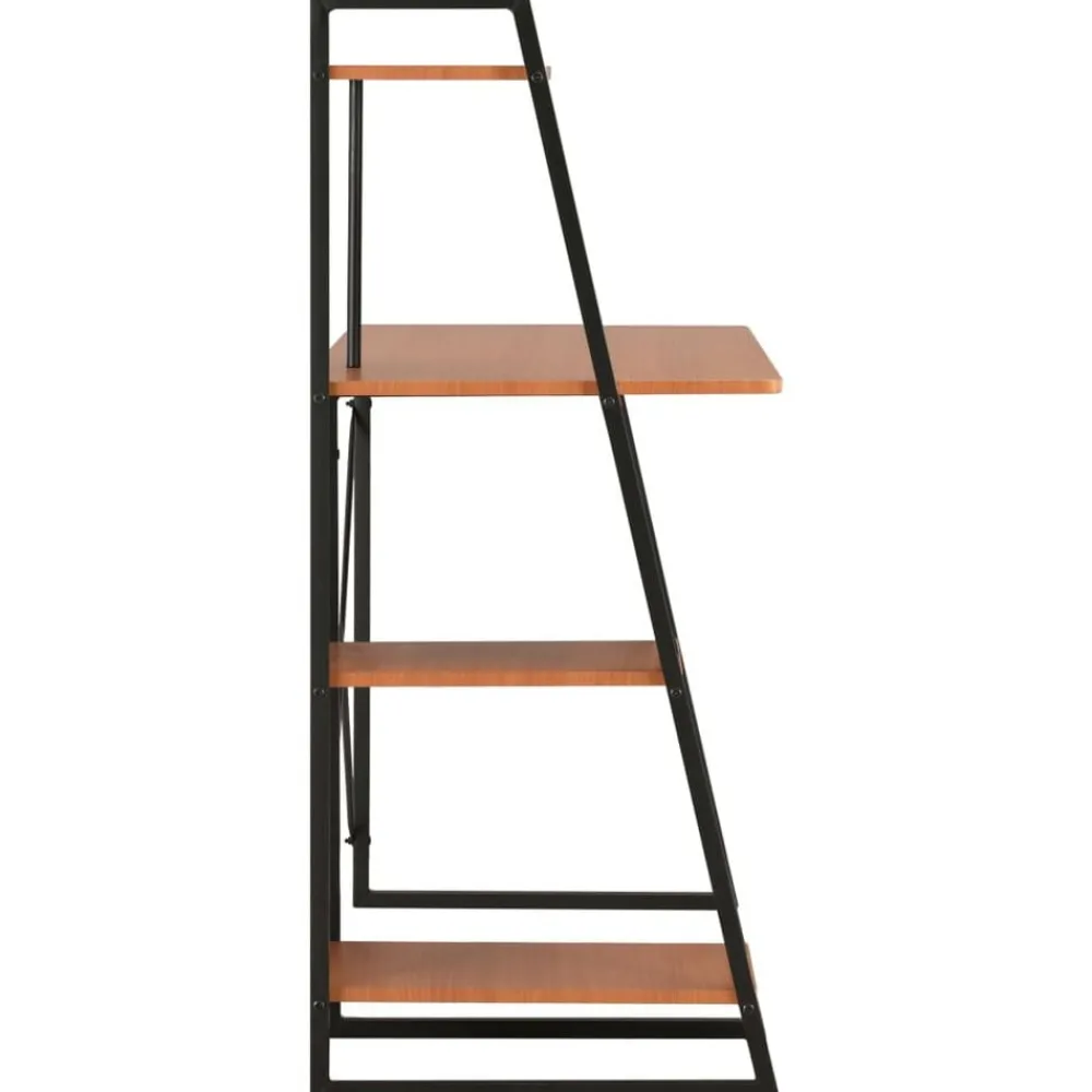 Meubles De Bureau-vidaXL Bureau avec étagère 102x50x117 cm Noir et marron