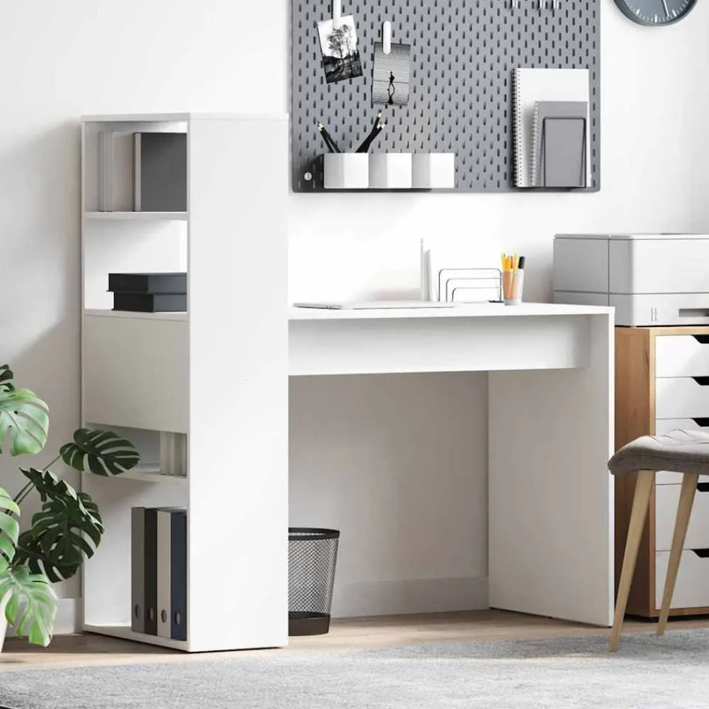 vidaXL Bureau avec étagère 113 x 54 x 120 cm Bois d'ingénierie