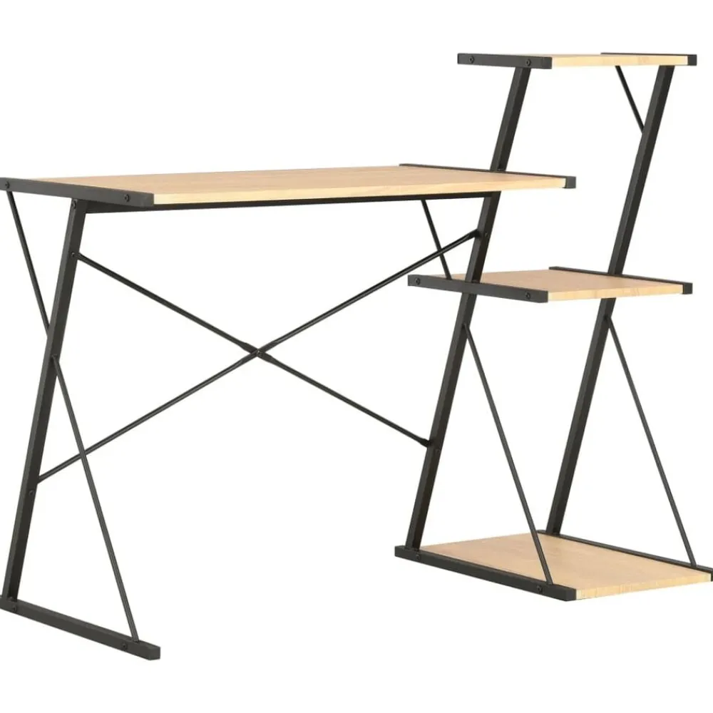Meubles De Bureau-vidaXL Bureau avec étagère Noir et chêne 116x50x93 cm noir et ch&ecirc;ne