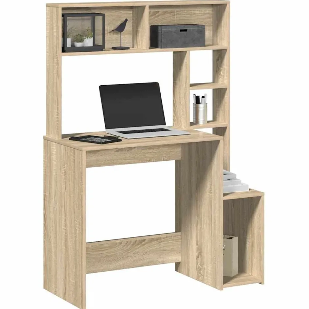 Meubles De Bureau-vidaXL Bureau avec étagères chêne sonoma 100x45x140 cm Chêne sonoma