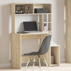 Meubles De Bureau-vidaXL Bureau avec étagères chêne sonoma 100x45x140 cm Chêne sonoma