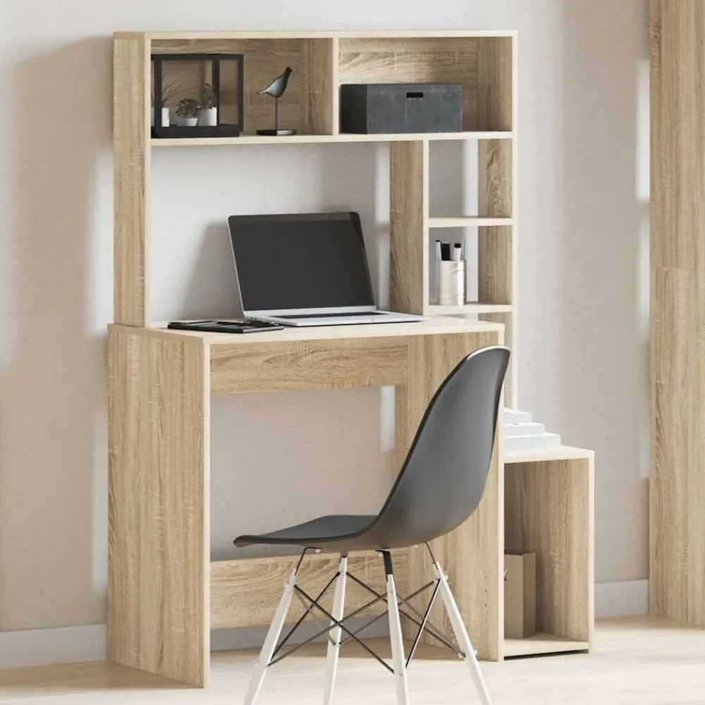 Meubles De Bureau-vidaXL Bureau avec étagères chêne sonoma 100x45x140 cm Chêne sonoma