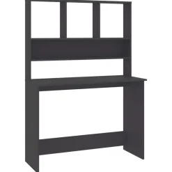 Meubles De Bureau-vidaXL Bureau avec étagères 110x45x157 cm Bois d'ingénierie Gris