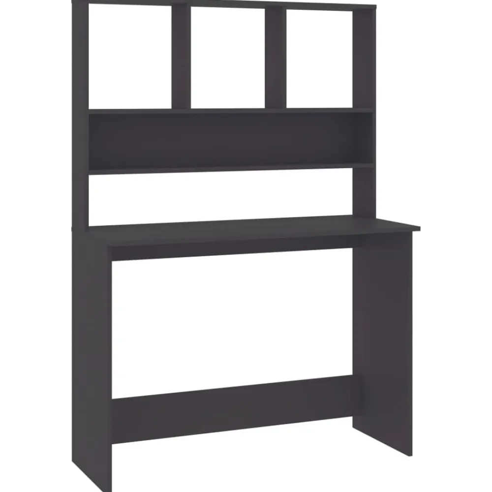 Meubles De Bureau-vidaXL Bureau avec étagères 110x45x157 cm Bois d'ingénierie Gris