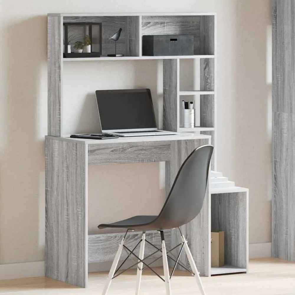 vidaXL Bureau avec étagères 100x45x140cm bois d'ingénierie