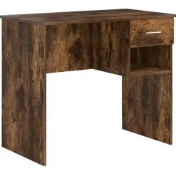 vidaXL Bureau avec tiroir Chêne fumé 90 x 49 x 75 cm Bois d'ingénierie