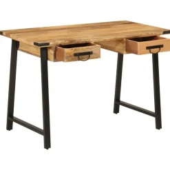 vidaXL Bureau avec tiroirs 105x55x70 cm bois de manguier massif et fer