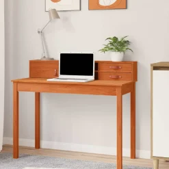 Meubles De Bureau-vidaXL Bureau avec tiroir 110 x 50 x 93 cm Pin massif Cire marron