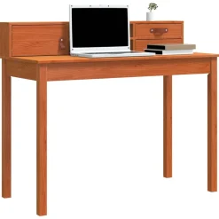 Meubles De Bureau-vidaXL Bureau avec tiroir 110 x 50 x 93 cm Pin massif Cire marron