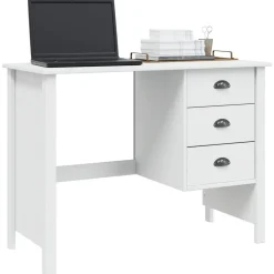 Meubles De Bureau-vidaXL Bureau avec tiroirs Hill 100 x 45 x 74 cm Pin massif Blanc