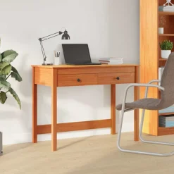 Meubles De Bureau-vidaXL Bureau avec tiroir Max Marron 100 x 50 x 78 cm Pin massif Marron cire