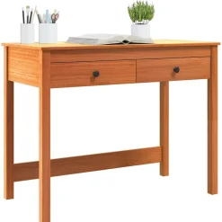 Meubles De Bureau-vidaXL Bureau avec tiroir Max Marron 100 x 50 x 78 cm Pin massif Marron cire
