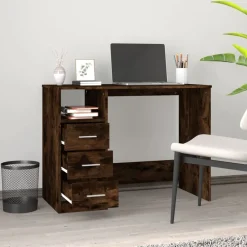 Meubles De Bureau-vidaXL Bureau avec tiroirs Chêne fumé 102x50x76 cm Bois d'ingénierie Ch&ecirc;ne fumé