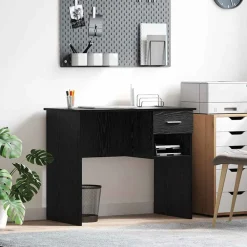 Meubles De Bureau-vidaXL Bureau avec tiroir Chêne noir 90 x 49 x 75 cm Bois d'ingénierie Ch&ecirc;ne noir
