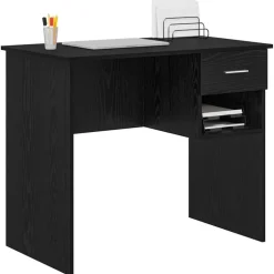 Meubles De Bureau-vidaXL Bureau avec tiroir Chêne noir 90 x 49 x 75 cm Bois d'ingénierie Ch&ecirc;ne noir