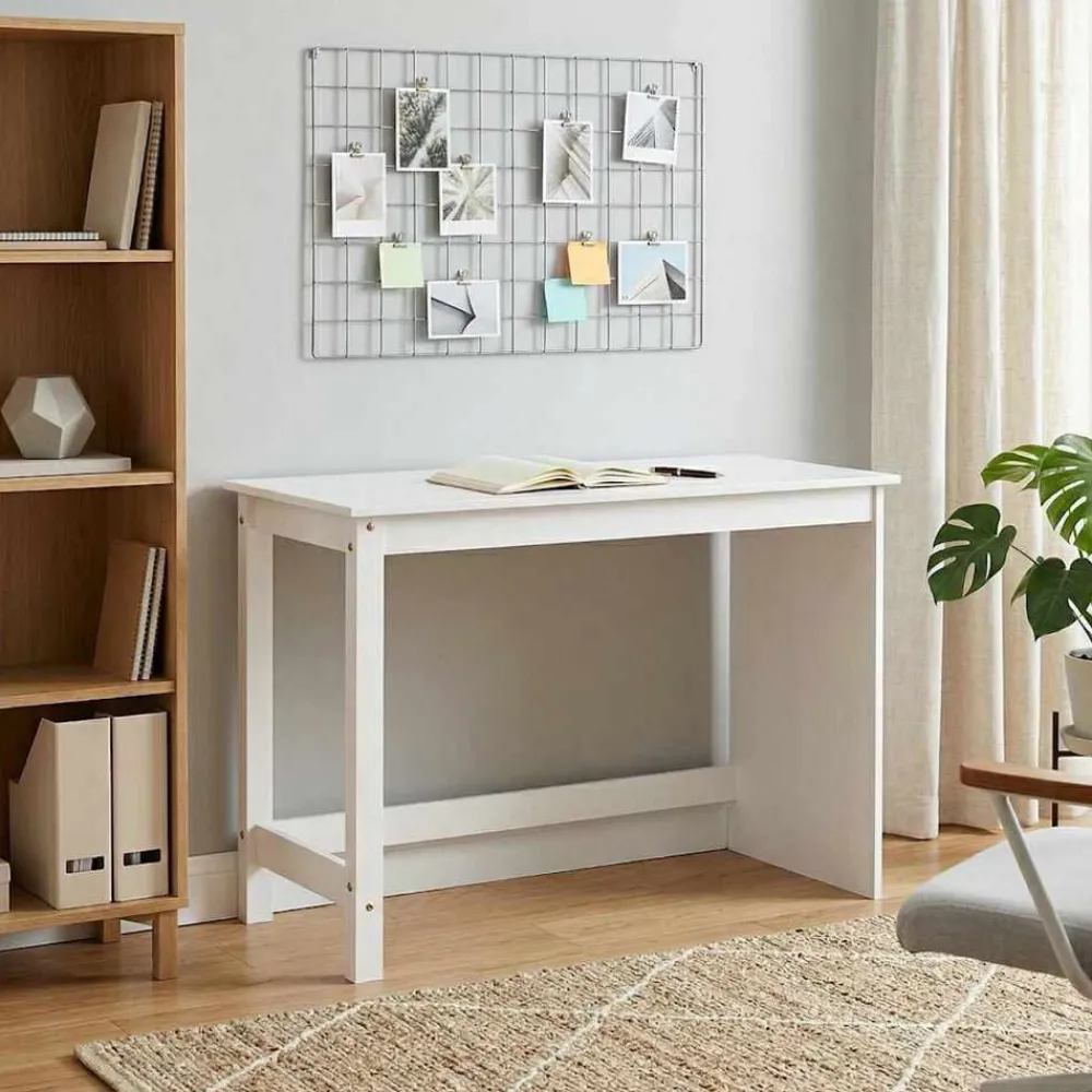 Meubles De Bureau-vidaXL Bureau 112 x 50 x 75 cm Bois de Pin Massif Blanc