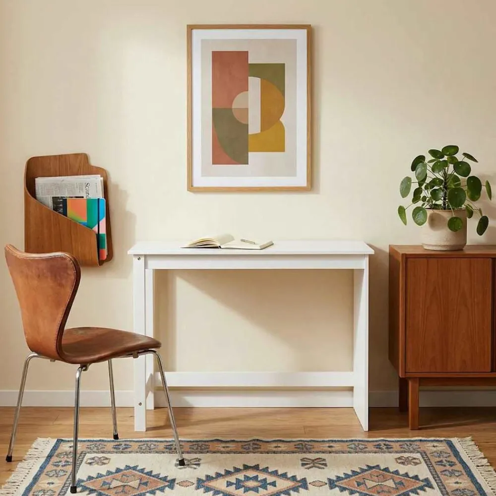 Meubles De Bureau-vidaXL Bureau 112 x 50 x 75 cm Bois de Pin Massif Blanc