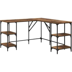 Meubles De Bureau-vidaXL Bureau 139 x 139 x 75 cm Bois d'ingénierie Bois ancien