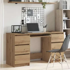 Meubles De Bureau-vidaXL Bureau chêne artisanal 140x50x77 cm bois d'ingénierie ch&ecirc;ne artisanal