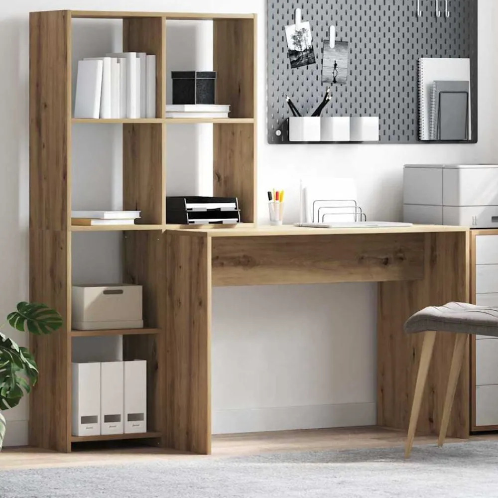 Meubles De Bureau-vidaXL Bureau Chêne artisanal 138,5 x 55 x 143 cm Bois d'ingénierie chêne artisanal