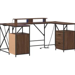 Meubles De Bureau-vidaXL Bureau Chêne brun 182 x 101 x 87,5 cm Bois d'ingénierie Ch&ecirc;ne marron