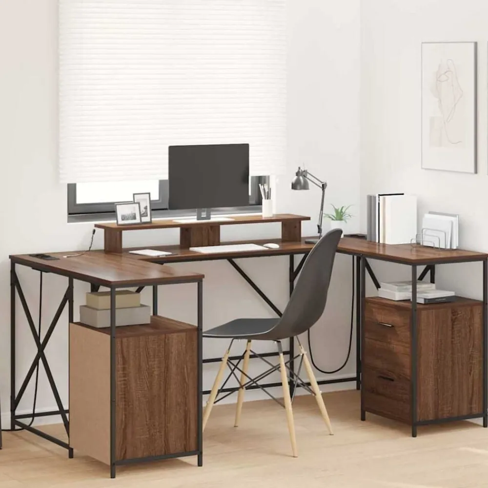 Meubles De Bureau-vidaXL Bureau Chêne brun 182 x 101 x 87,5 cm Bois d'ingénierie Chêne marron