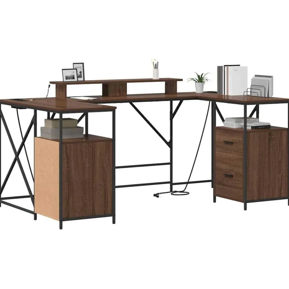 Meubles De Bureau-vidaXL Bureau Chêne brun 182 x 101 x 87,5 cm Bois d'ingénierie Chêne marron