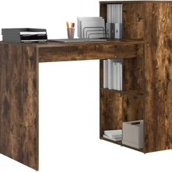 Meubles De Bureau-vidaXL Bureau Chêne fumé 108 x 55 x 103.5 cm Bois d'ingénierie Ch&ecirc;ne fumé