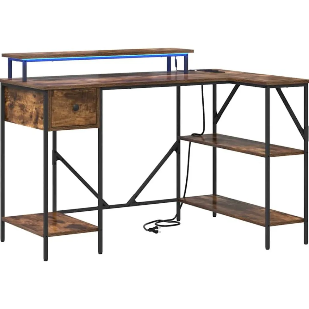 vidaXL Bureau Chêne fumé 120 x 79 x 86,5 cm Bois d'ingénierie