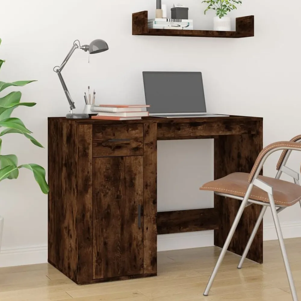 vidaXL Bureau Chêne fumé 100x49x75 cm Bois d'ingénierie