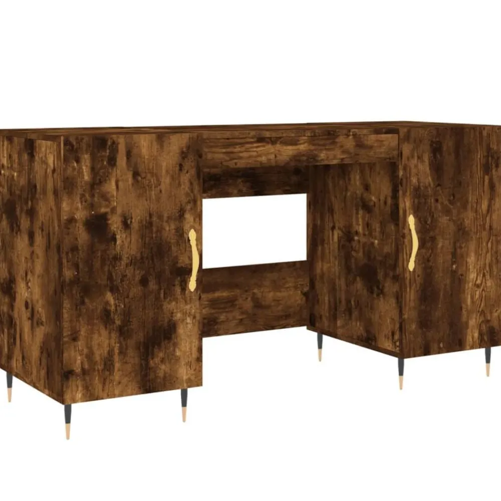 vidaXL Bureau chêne fumé 140x50x75 cm bois d'ingénierie