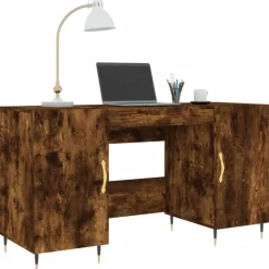 vidaXL Bureau chêne fumé 140x50x75 cm bois d'ingénierie