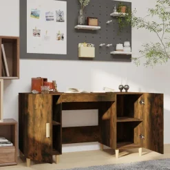 Meubles De Bureau-vidaXL Bureau Chêne fumé 140x50x75 cm Bois d'ingénierie Chêne fumé