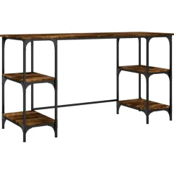 Meubles De Bureau-vidaXL Bureau chêne fumé 140x50x75 cm métal et bois d'ingénierie Chêne fumé