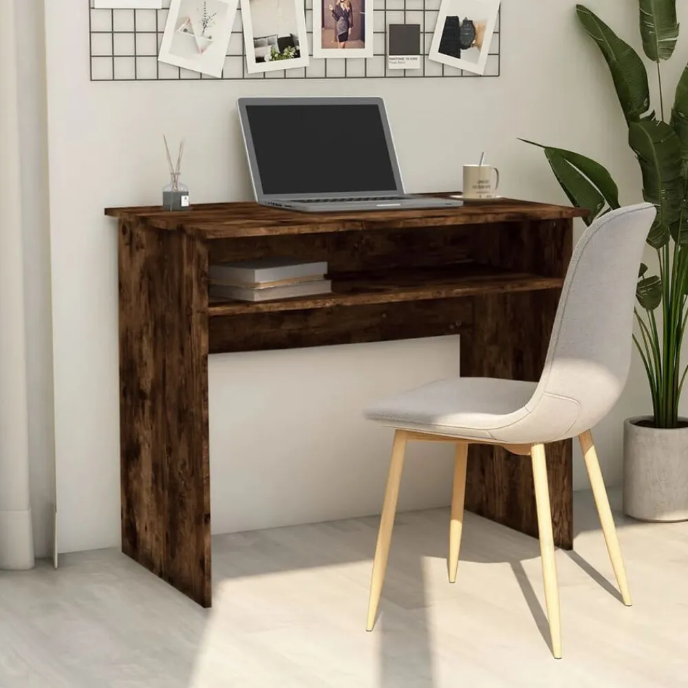 vidaXL Bureau Chêne fumé 90x50x74 cm Bois d'ingénierie