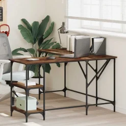 vidaXL Bureau chêne fumé 139x139x75 cm bois d'ingénierie