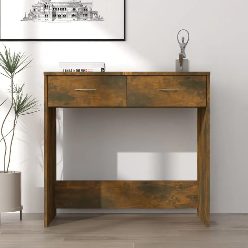 Meubles De Bureau-vidaXL Bureau Chêne fumé 80x40x75 cm Bois d'ingénierie Chêne fumé