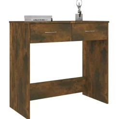 Meubles De Bureau-vidaXL Bureau Chêne fumé 80x40x75 cm Bois d'ingénierie Chêne fumé