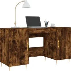 Meubles De Bureau-vidaXL Bureau chêne fumé 140x50x75 cm bois d'ingénierie Chêne fumé
