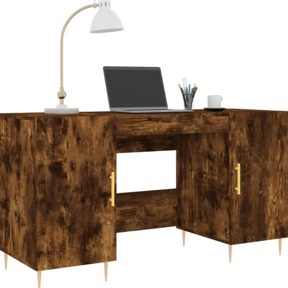 Meubles De Bureau-vidaXL Bureau chêne fumé 140x50x75 cm bois d'ingénierie Chêne fumé