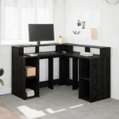 Meubles De Bureau-vidaXL Bureau Chêne noir 130 x 130 x 91 cm Bois d'ingénierie Ch&ecirc;ne noir