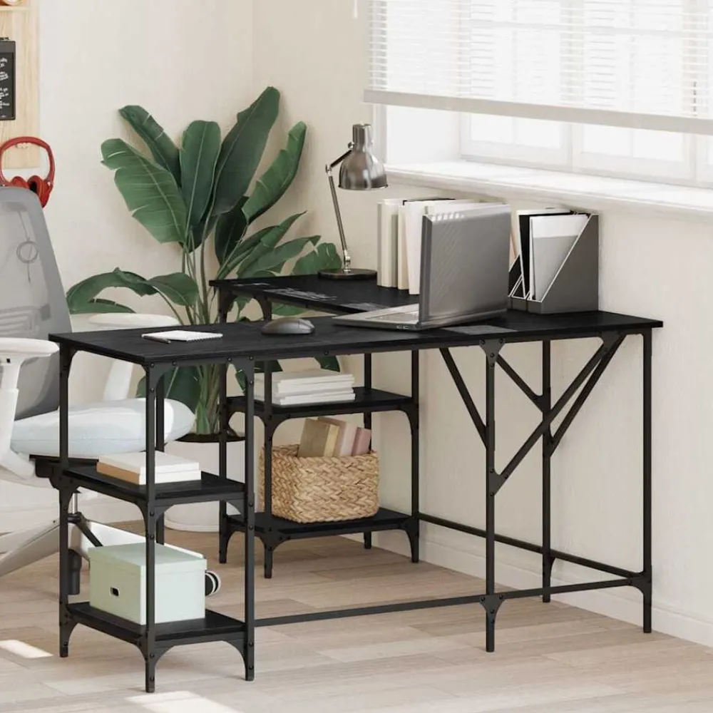 Meubles De Bureau-vidaXL Bureau Chêne noir 139 x 139 x 75 cm Bois d'ingénierie Chêne noir