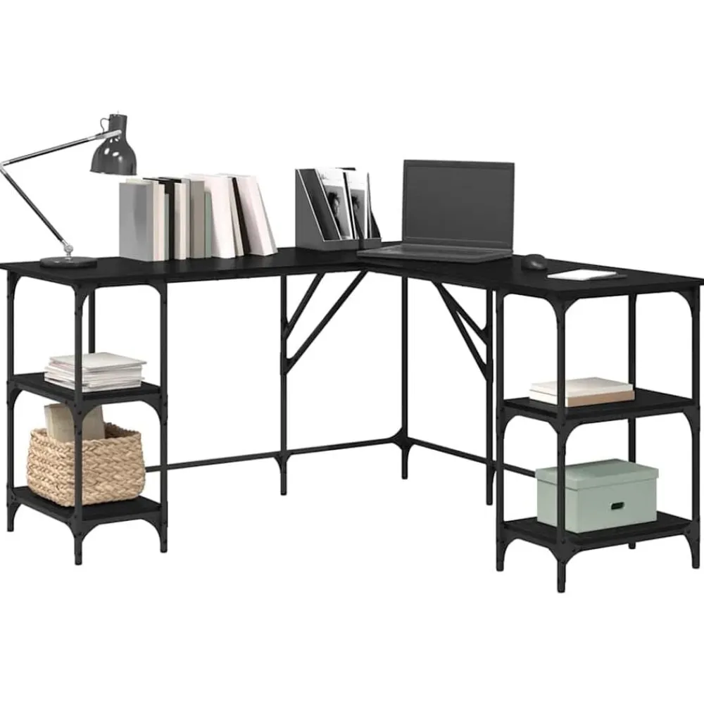 Meubles De Bureau-vidaXL Bureau Chêne noir 139 x 139 x 75 cm Bois d'ingénierie Chêne noir