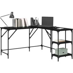 Meubles De Bureau-vidaXL Bureau Chêne noir 139 x 139 x 75 cm Bois d'ingénierie Ch&ecirc;ne noir