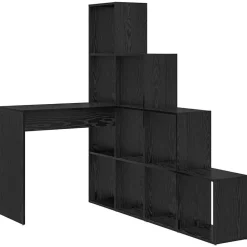 Meubles De Bureau-vidaXL Bureau d'angle avec étagère Chêne noir 101,5 x 149,5 x 149,5 cm Ch&ecirc;ne noir