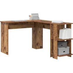 Meubles De Bureau-vidaXL Bureau d'angle avec étagère 140 x 113,5 x 75 cm Bois ancien
