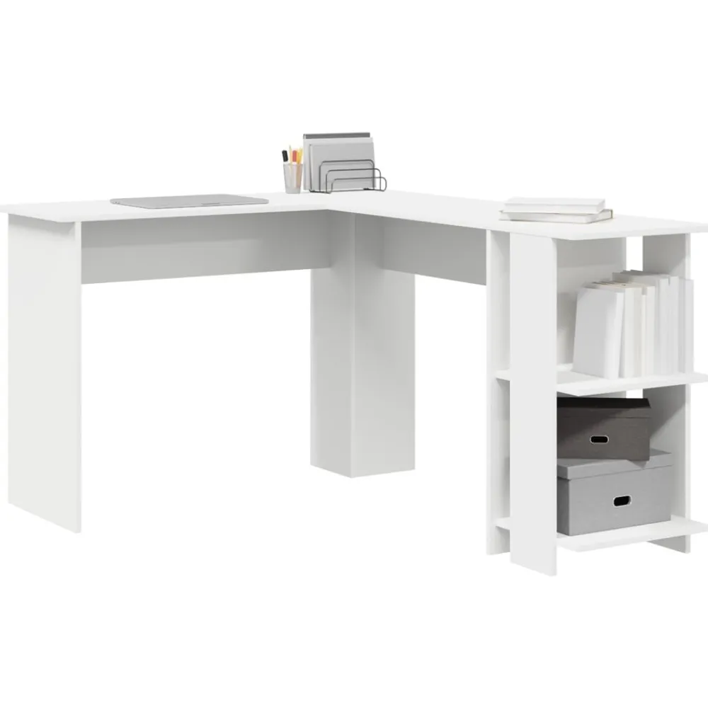 Meubles De Bureau-vidaXL Bureau d'angle 140 x 113,5 x 75 cm Bois d'ingénierie Blanc