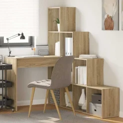 vidaXL Bureau d'angle Chêne Sonoma 101,5 x 149,5 x 149,5 cm