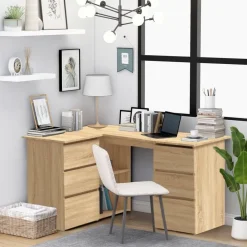 Meubles De Bureau-vidaXL Bureau d'angle Chêne sonoma 145x100x76 cm Bois d'ingénierie Ch&ecirc;ne sonoma