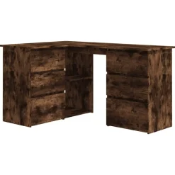 Meubles De Bureau-vidaXL Bureau d'angle Chêne fumé 145x100x76 cm Bois d'ingénierie Chêne fumé